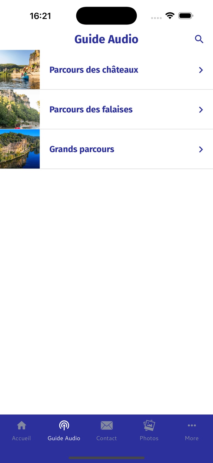 Choix du parcours dans l’application Canoesens